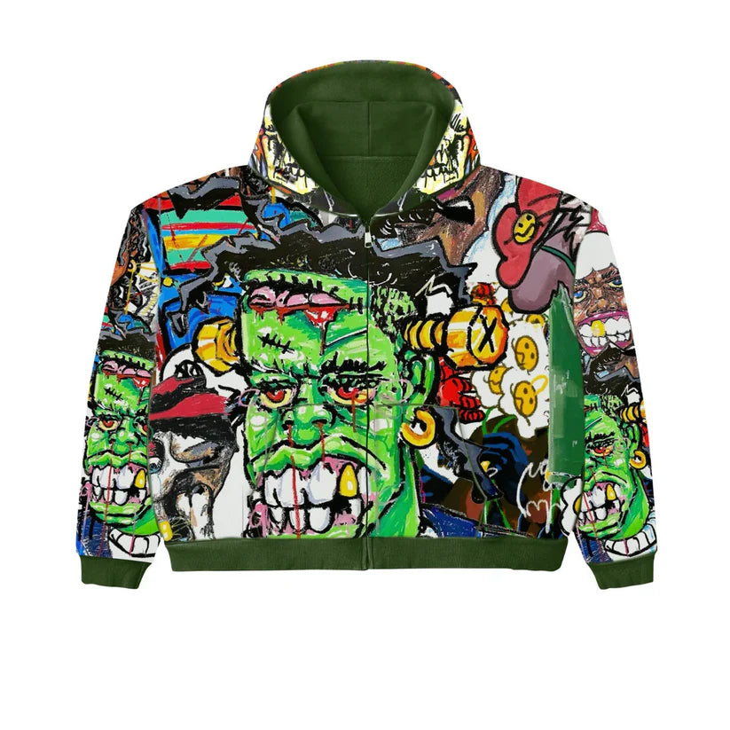 Green Psy Graphic Zip-Up