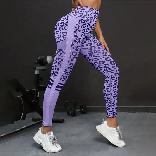 Purple Leopard Print Yoga Pants - VIP OFFER