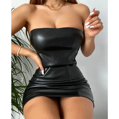 Black Leather Mini Dress - VIP OFFER